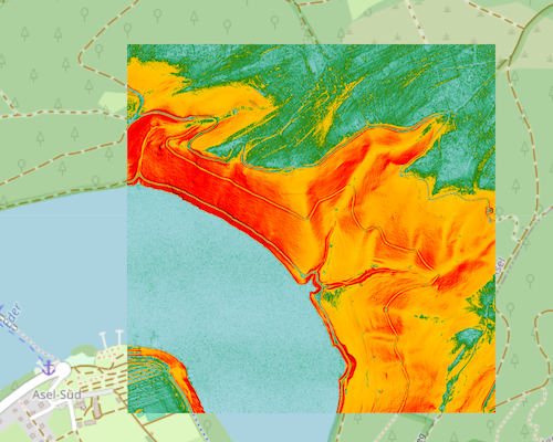 Geländerauheit für eine Datenkachel am Edersee (Hessen).