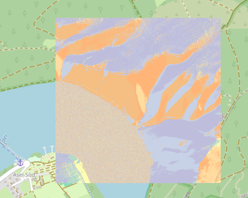 Hangexposition für eine Datenkachel am Edersee (Hessen).