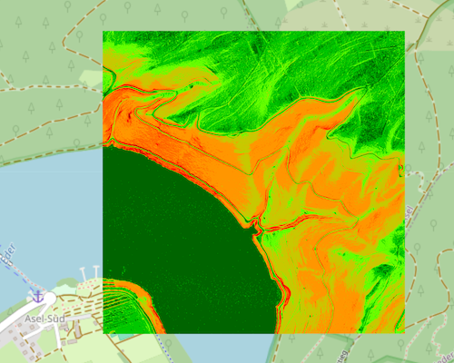 Hangneigung für eine Datenkachel am Edersee (Hessen).