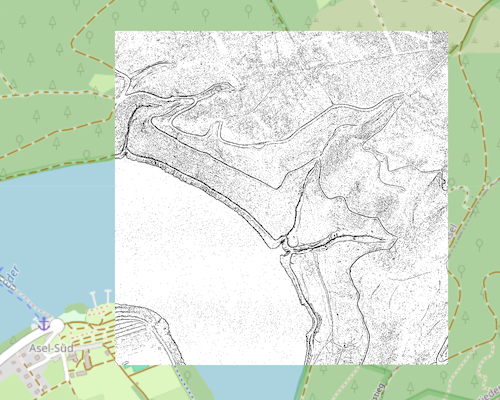 Topographic Position Index (TPI) (nur Senken) für eine Datenkachel am Edersee (Hessen).